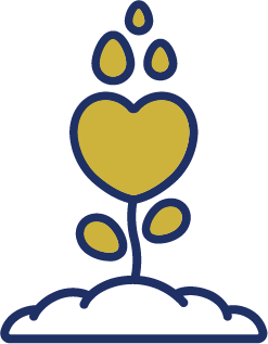 A heart-shaped plant sprouting from the ground icon