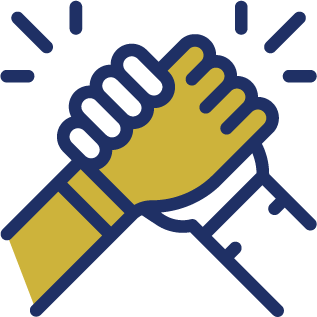 Two hands clasped in unity and strength icon